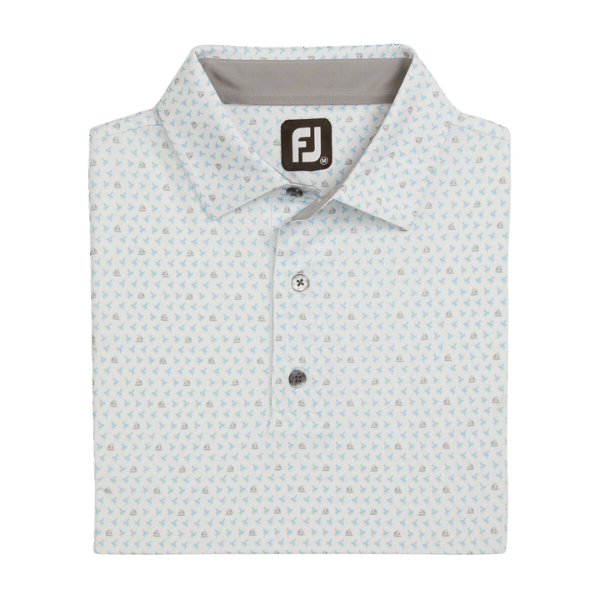 FJ Flying Wasp Print Men's Polo [WHT/BLU/PLAT][S]