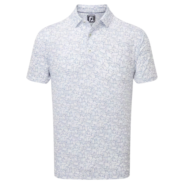 FJ Scottish Town Print Men's Polo [WHT/NVY][S]