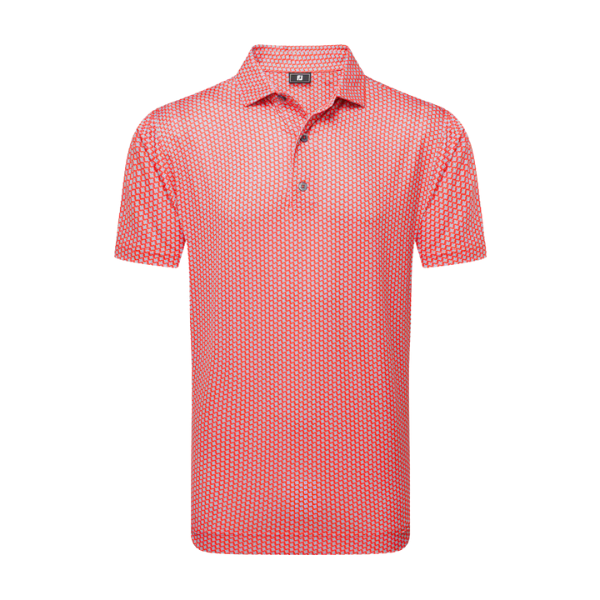 FJ Houndstooth Geo Print Men's Polo [HIBISCUS][S]
