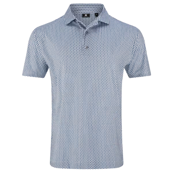 FJ Houndstooth Geo Print Men's Polo [WHT/NVY][S]