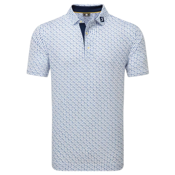 FJ Solid Figure Print Men's Polo [WHT/NVY][S]