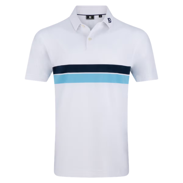 FJ Double Chest Band Men's Polo [WHT/SKY][S]