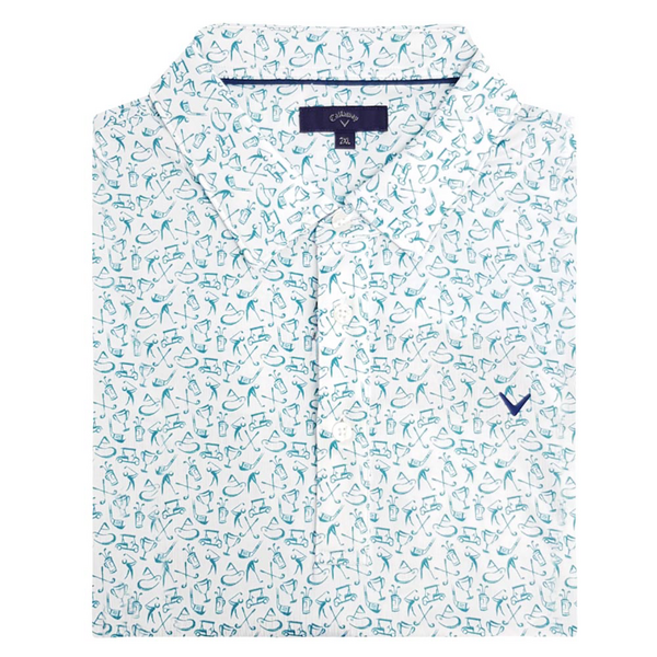 Callaway Birkdale Men's Polo Shirt [WHITE/DEEP LAKE][XXL]