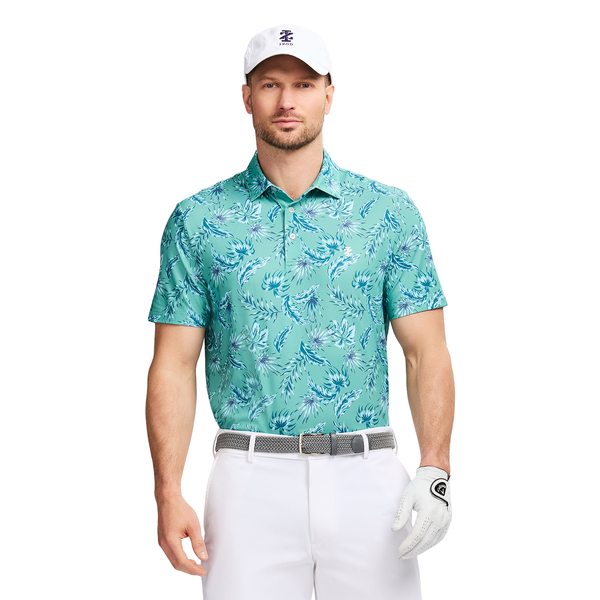  IZOD Golf Large Print Men's Polo [BERYL GREEN][S]