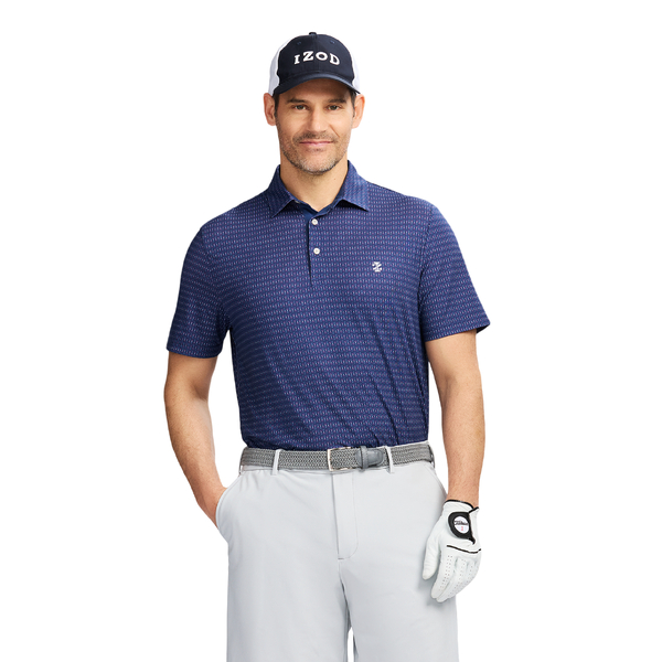  IZOD Golf Small Print Men's Polo [MED BLUE][S]