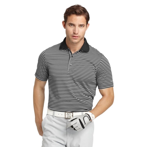 IZOD Feeder Stripe EDI Polo - Caviar [Size: Small]