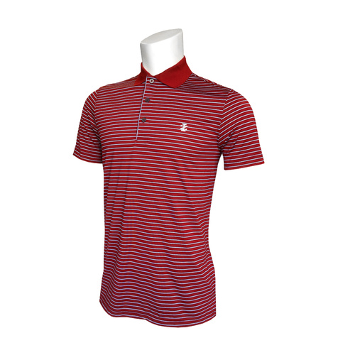 IZOD Feeder Fashion Stripe Polo - Red Dahlia [Size: Small]