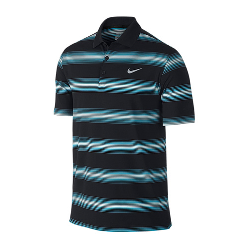 Nike Icon Stretch Stripe Polo - Black/Light Blue Laq/Wolf Grey [Size: Small]