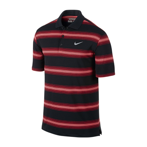 Nike Icon Stretch Stripe Polo - Black/Gym Red/Wolf Grey [Size: Small]