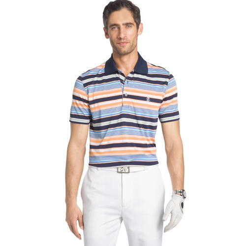 IZOD SS Road Map Auto Stripe Jersey Polo - Peacoat [Size: X Large]