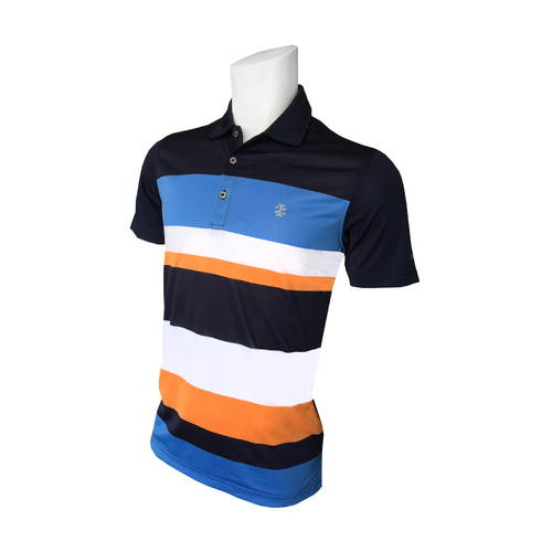 SS Intrepid Eng Stripe Jersey Polo - Peacoat [Size: Small]