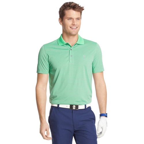 IZOD SS Poly Feeder Stripe Polo (Fashion Colors) - Irish Green [Size: Small]