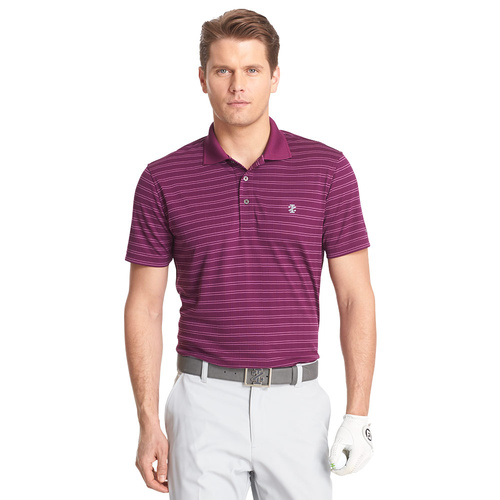 IZOD SS Poly Feeder Stripe Polo (Fashion Colors) - Purple (Small)