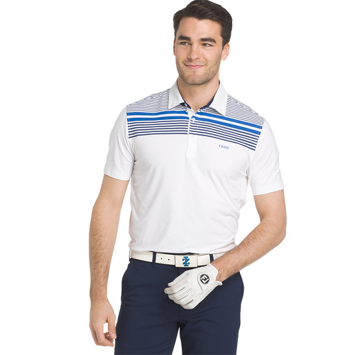IZOD Printed ENG Stripe Stretch Jersey Polo - Bright White [Size: Medium]