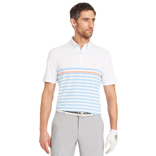 IZOD Traditional Engineer Stripe Polo - Bright White [Size:Small]