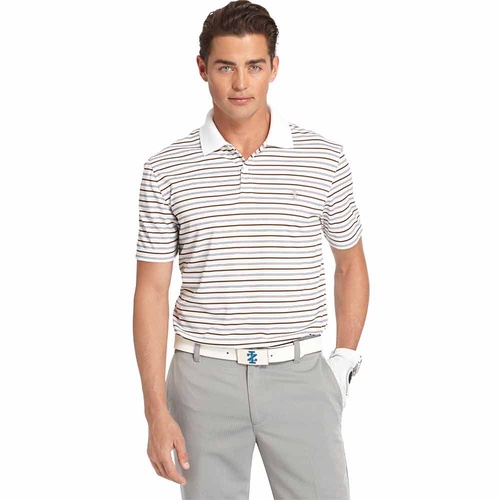 IZOD SS Bump And Run Feeder Stripe Polo - White - IZOD Golf