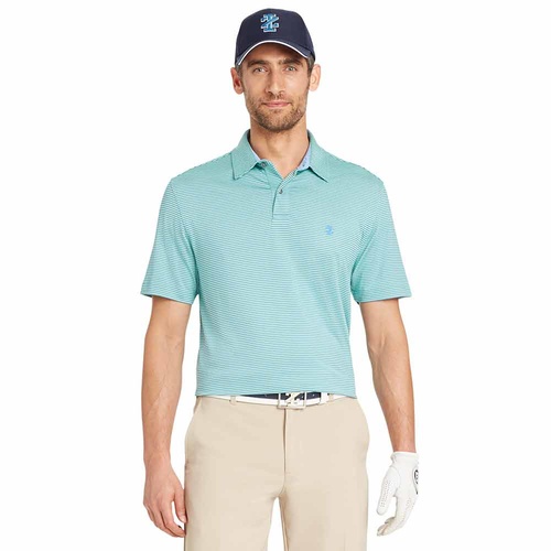 IZOD SS Greenie Feeder Stripe Jersey Polo - Jade Green [Size:Small]