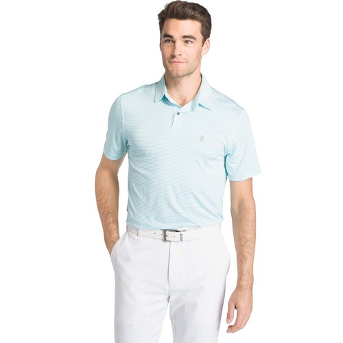 IZOD SS Greenie Feeder Stripe Jersey Polo - Gulf Stream [Size:Small]