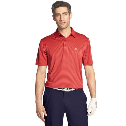 IZOD SS Greenie Stripe Polo - Persian Red [Size:Small]