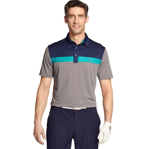IZOD SS Greenie Colorblock Polo - Asphalt [Size: Small]