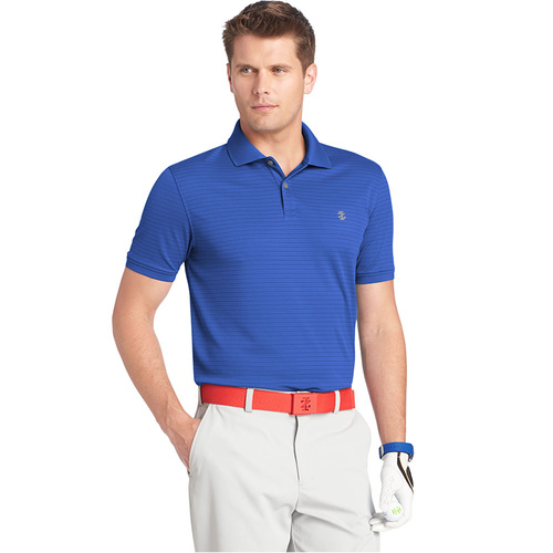 IZOD SS Textured Stripe Performance Polo Polo - Cobalt Blue [Size:Small]