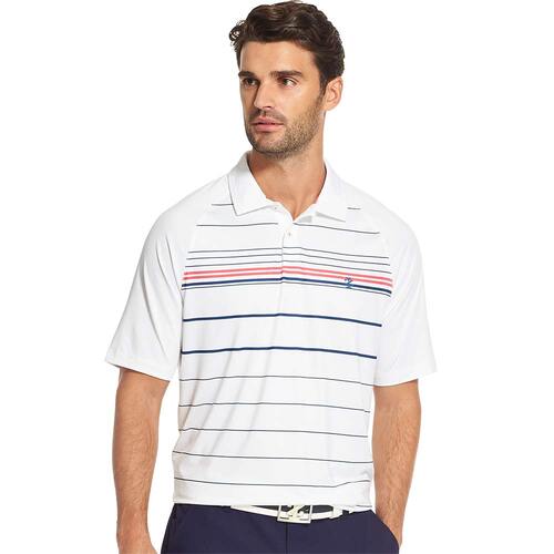 IZOD SS Printed Engineered Striple Polo - White [Size:Small]