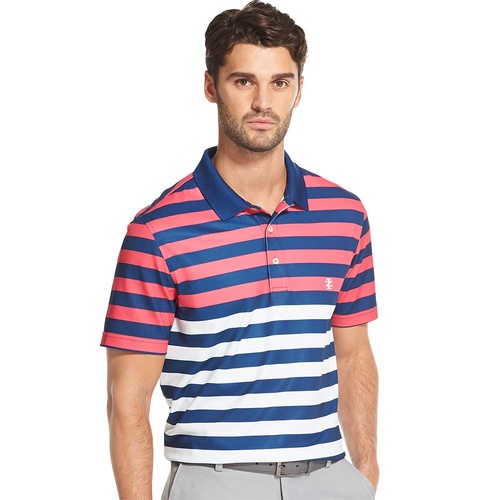 IZOD Printed Pique Stripe Polo - Blue [Size:Small]