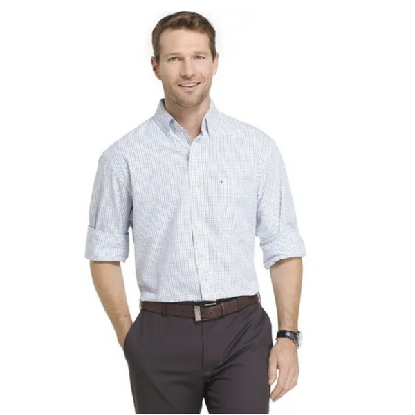 IZOD Tattersall Poplin Men's Shirt [Blue Revival] [Size: S]
