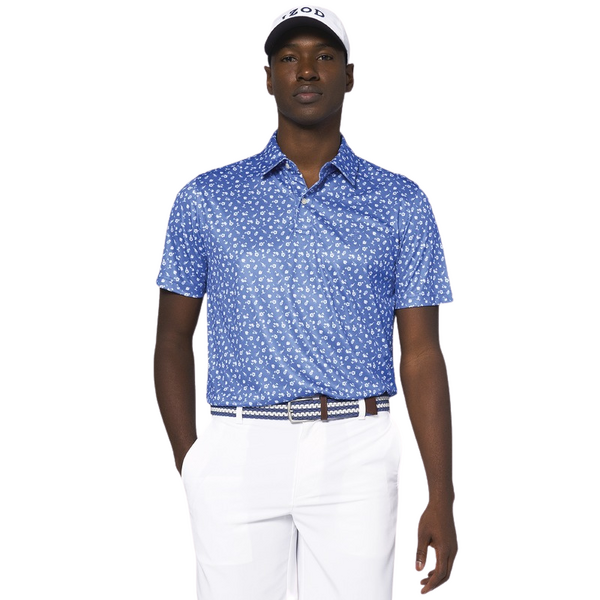IZOD Micro Print Tropical Men's Polo [BLUE][Size: M]
