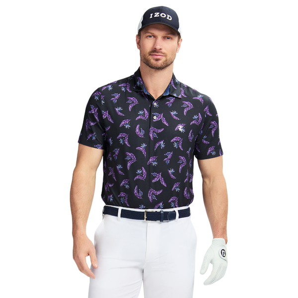 IZOD Large Floral Print Men s Polo BLACK
