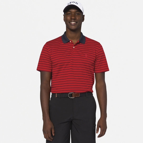 IZOD Piece Dye Striped Men's Polo [SALSA][M]