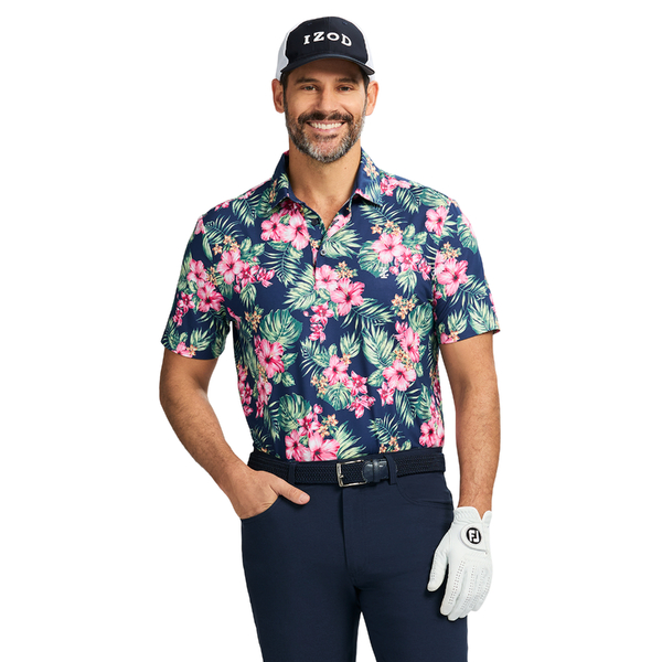 IZOD Golf Large Print Men's Polo [NAVY][S]