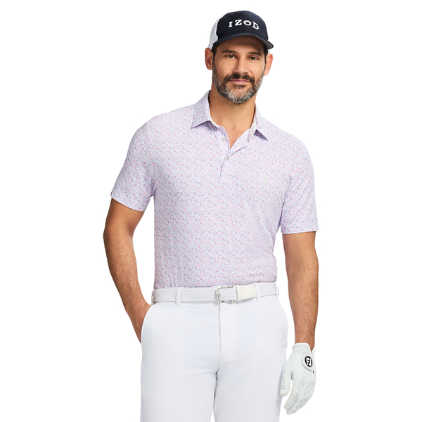 IZOD Small Print Men's Polo [BRIGHT WHITE][S]