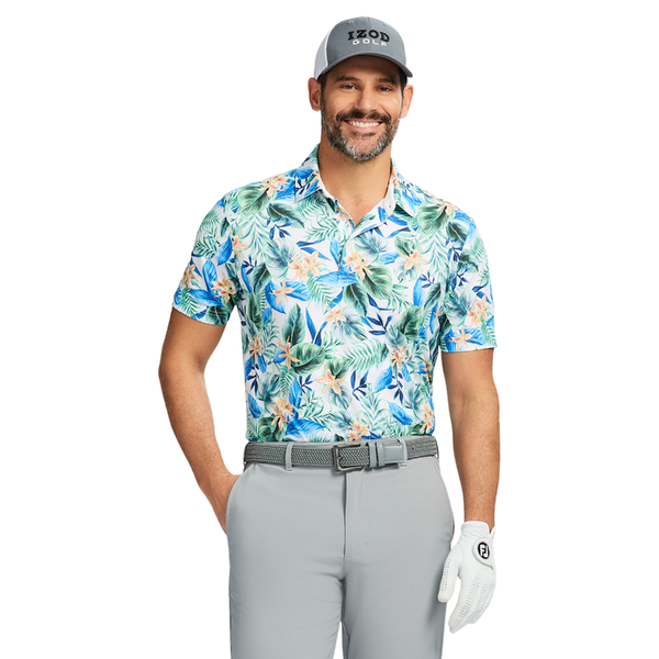  IZOD Golf Large Print Men's Polo [WHT/MULTI][S]