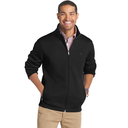 IZOD LS Shaker Fleece Full Zip Jacket - Black [Size: Medium]