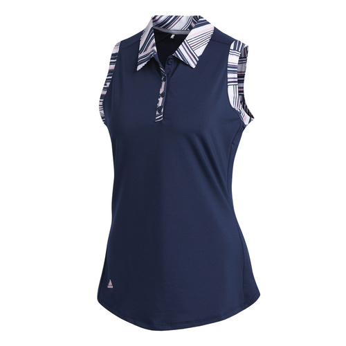 adidas Ladies Ultimate365 Printed Sleeveless Polo - Indigo [Size:Small]