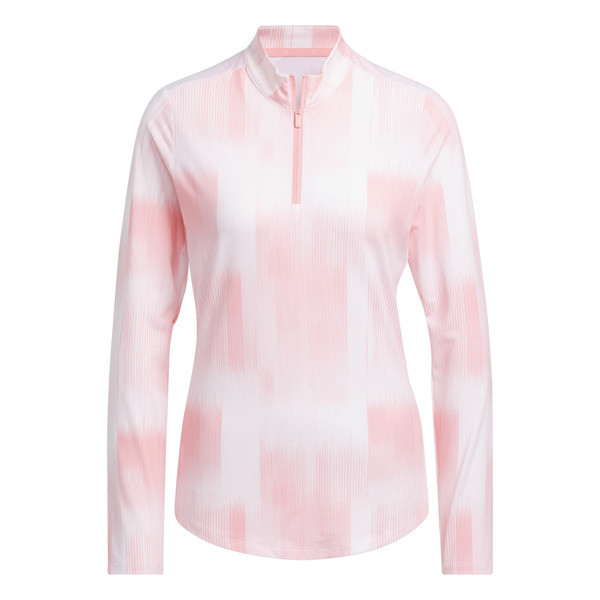 Adidas Printed Quarter Zip Women's Mock [PINK/WHITE][S]