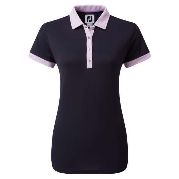 FootJoy Women's Colour Block Pique Polo - Navy