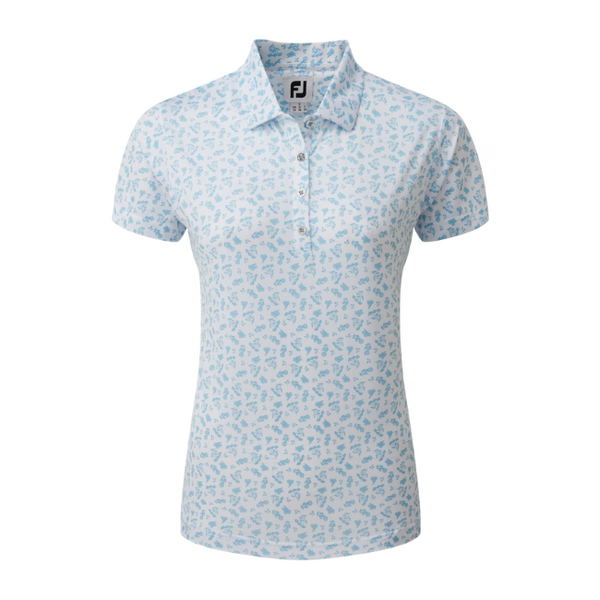 FJ Floral Print Women's Polo [WHT/BLU][M]