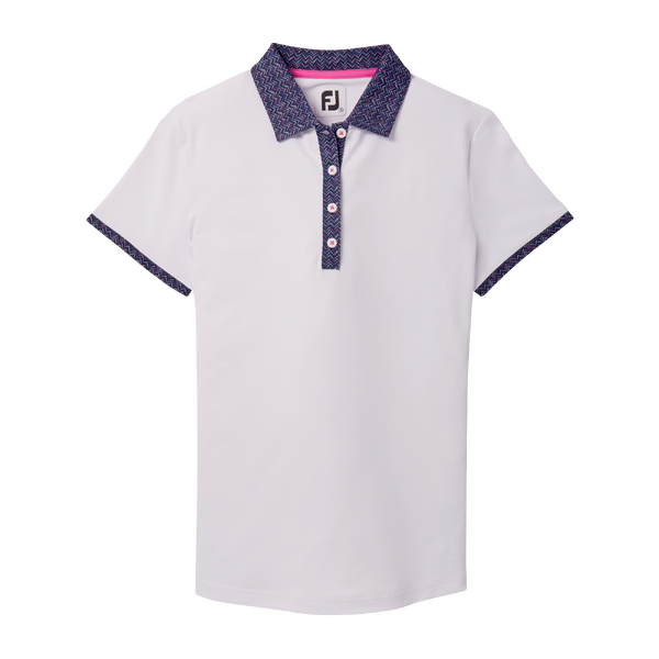 FJ Short Sleeve Print Trim Women's Polo [WHITE][M]