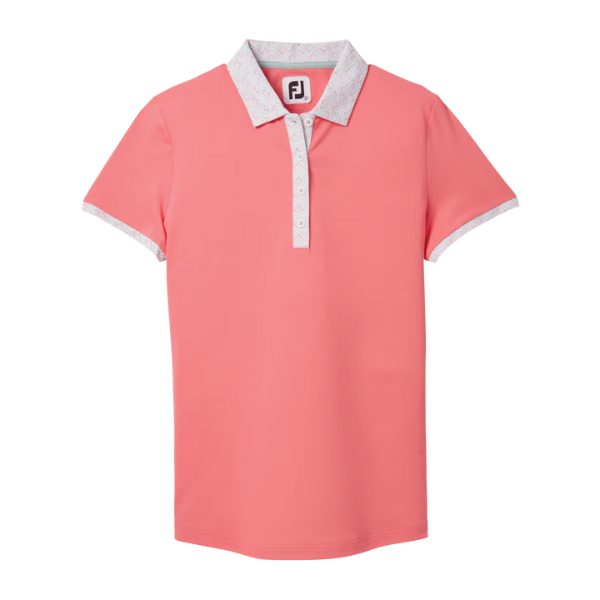 FJ Short Sleeve Print Trim Women's Polo [PEACH][S]