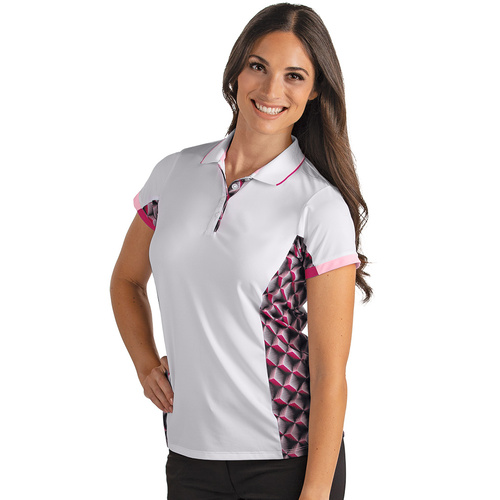 Antigua Ladies SS Tiki Polo - White Rose [Size:Small]