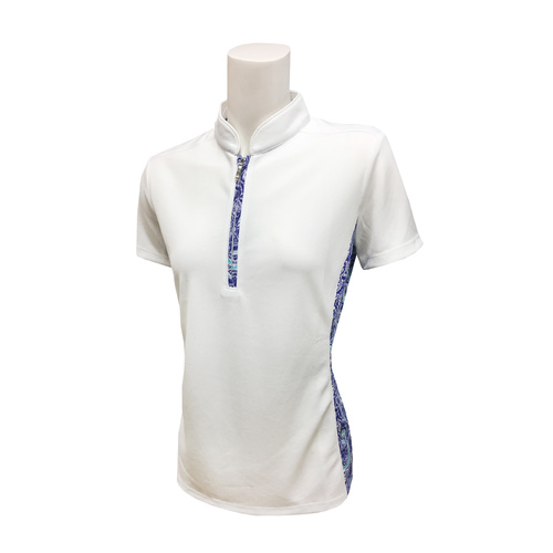 IZOD Print Pieced Mandarin Ladies Polo - Bright White [Size: X Large]