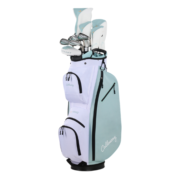 Callaway Reva Women's 11-Piece Cart Bag Set [PEACH/SURF][LADIES RIGHT]